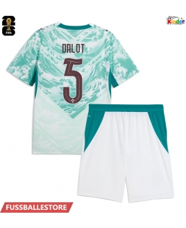 Günstige Portugal Diogo Dalot #5 Auswärts Trikotsatzt Kinder WM 2026 Kurzarm (+ Kurze Hosen)